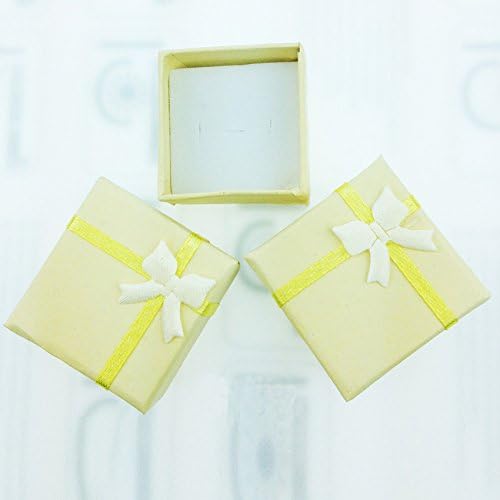 TRIXES Ring Box - 5PC Elegant Square Jewellery Boxes - for Engagement Ring Proposal Wedding Gift Box - Display Case with Foam Interior and Ribbon Bow - Assorted Colours