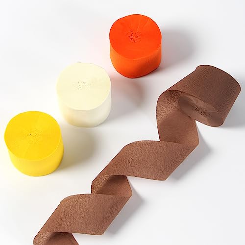 Image of Yellow-Beige Orange-Brown Fall Party-Decorations Streamers - 8 Rolls Boho Autumn Baby Shower Thanksgiving Harvest Crepe Tissue Paper Streamer,Birthday Bridal Bachelorette Wedding Garland Panduola