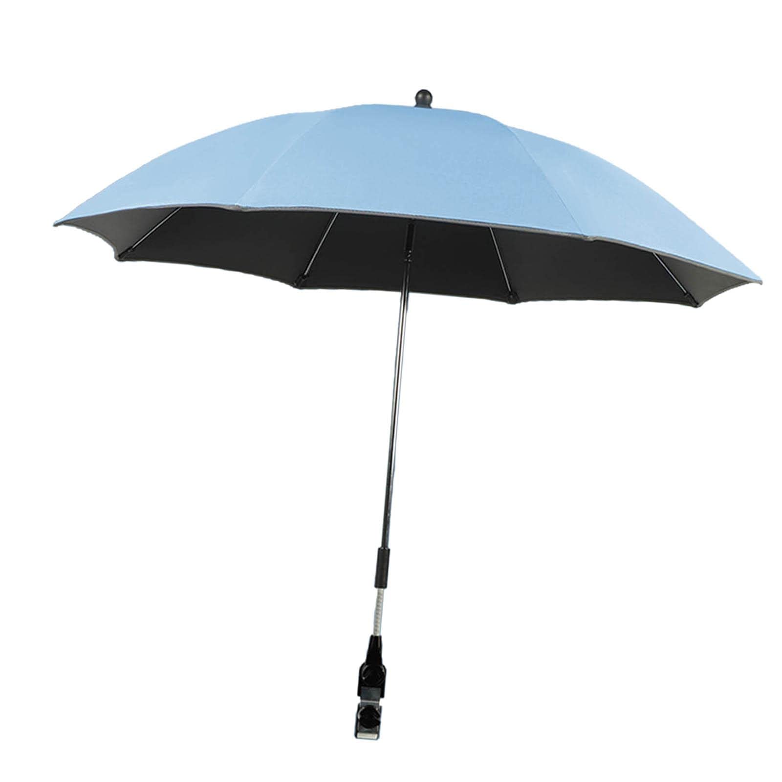 Sombrilla universal para cochecito con clip con protección UV, sombrilla para cochecito de bebé de 85 cm/33,5 pulgadas con clip para, Azul claro