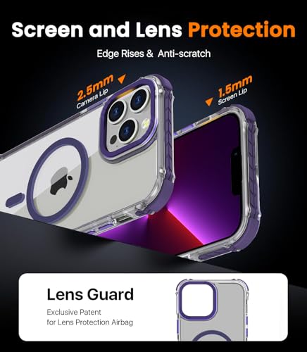Coque iPhone 15 Pro Max Magsafe DEERLAMN transparente et violette anti-choc