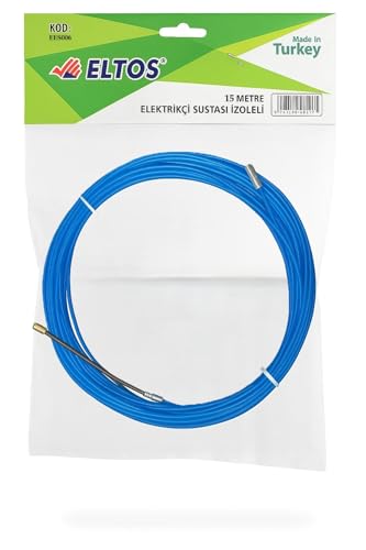 Plastik Çelik Dayanıklı 15 m Elektrikçi Sustası İzoleli, Kablo Çekme Yayı, Balık Bandı, Kaplamalı, Kılavuz, Ergonomik, Düşük Sürtünme Uç, Tesisat Kablo Kanalı için, Esnek