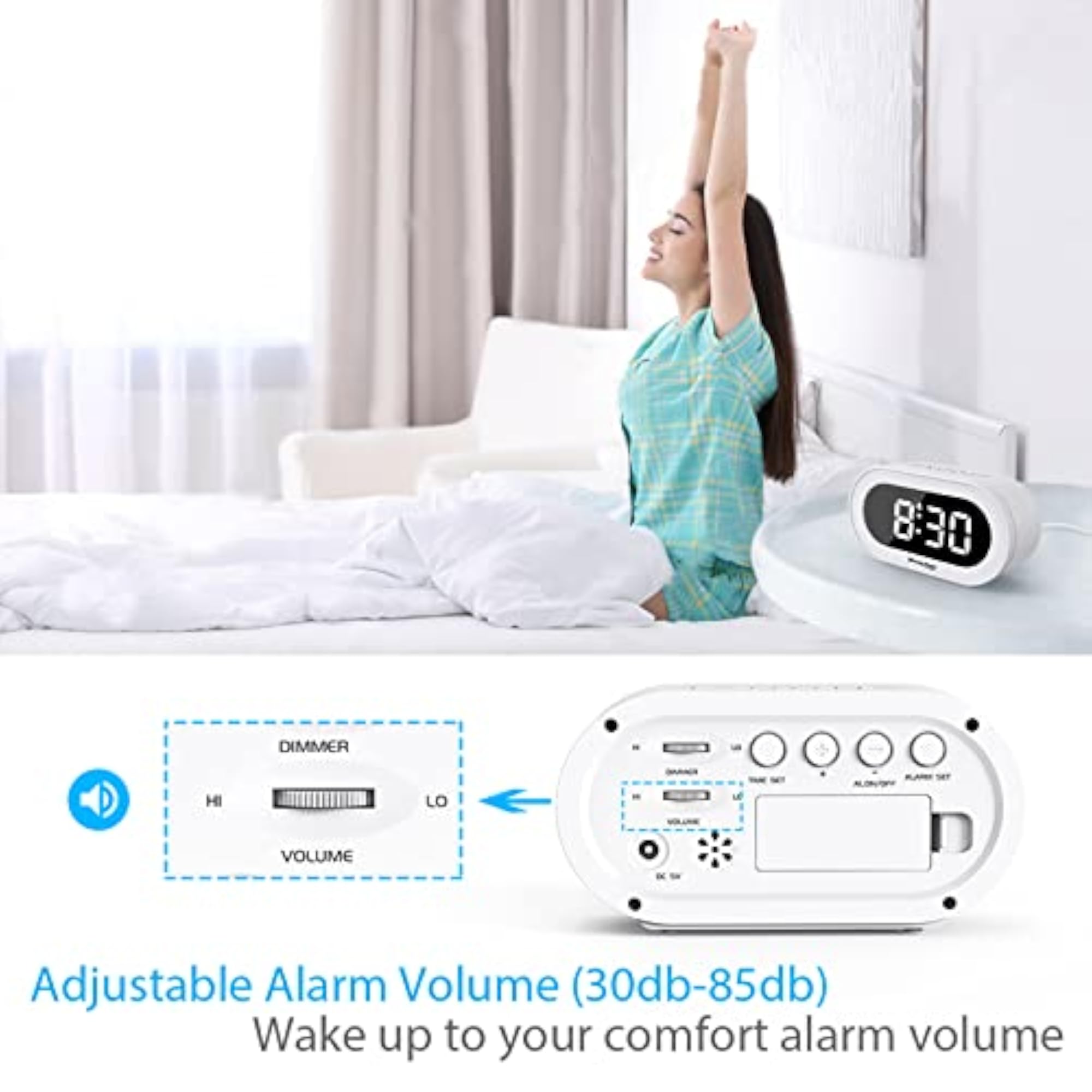 Full Range Brightness Dimmer LED Digital Alarm Clock