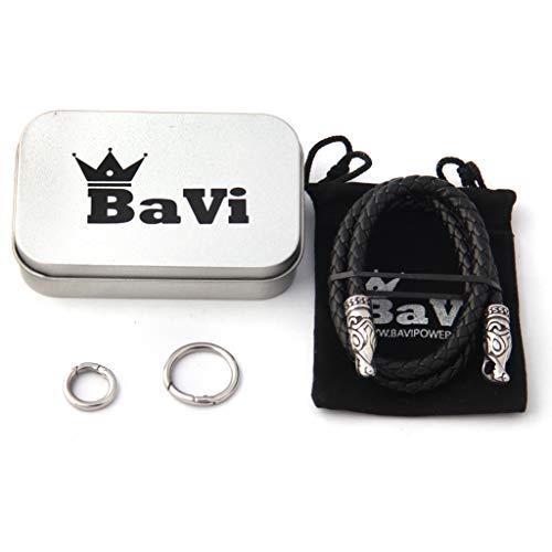 Bavipower Viking Wolf Head Leather Necklace For Men Women With 2 Different Clasps Chain Only 316L Stainess Steel Nordic Scandinavian Vikings Jewelry (28) #TOP5