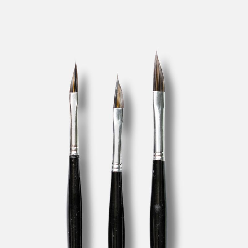 Image of Stationerie Petal Paint Brushes Set - Handmade Artist Painting Brush Set Including Triangle Petal Dagger Brush for Acrylic, Watercolor, & Gouache Painting with Brush Holder - Cruelty-Free (3 Brushes)