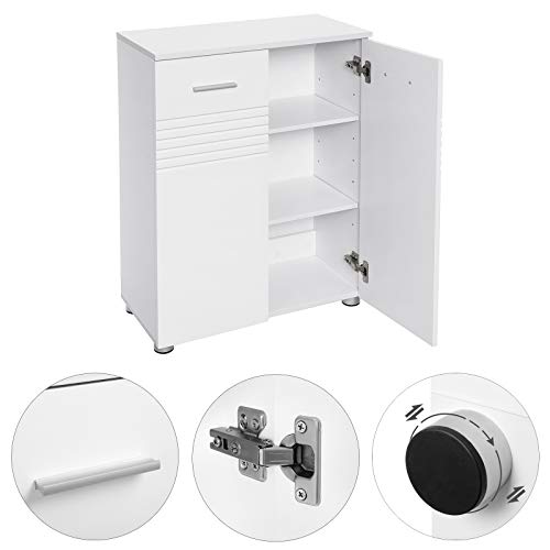 VASAGLE, BBK41WT Double Door Bathroom Cabinet, Side Cabinet with Adjustable Shelves for Bathroom, Kitchen or Hallway with Hinge Dampening and Levelling Feet, 60 x 30 x 80 cm, White VASAGLE, BBK41WT Double Door Bathroom Cabinet, Side Cabinet with Adjustable Shelves for Bathroom, Kitchen or Hallway with Hinge Dampening and Levelling Feet, 60 x 30 x 80 cm, White