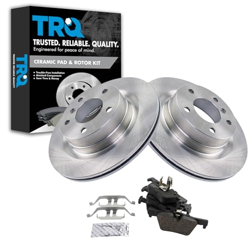 Image of TRQ Rear Ceramic Brake Pad and Rotor Set