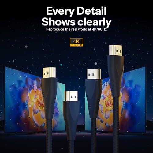 Image of Basesailor HDMI 2.1 Cable 1.5M, Ultra High Speed 48Gbps Cord with Ethernet, 8K@60Hz 4K@120Hz UHD,Dolby Vision DTS,eARC,HDR10,3D, Compatible with TV,Monitor,Laptop,PS5,Xbox & HDMI Enabled Devices