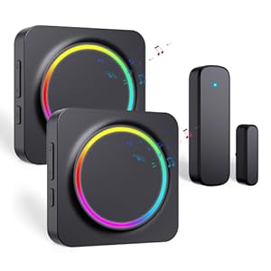 Door Chime, Door Chimes When Door Opens, Door Sensor Door Open Alarm with 600 FT Range, 32 Chimes 5 Adjustable Volume, Door Ringer Alert for Business/Home/Kids When Entering (2Receivers+1Sensor)