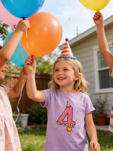 Image of Lovekider Girls Birthday T Shirts Cotton Short Sleeve T-Shirts Tee Party Clothing 3-6 Years