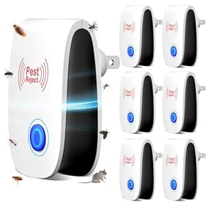 2025 Upgraded Electronic Pest Control Plug-in, Ultrasonic Repeller for Mice, Mosquitoes, Cockroaches, Spiders, Ants & More, Safe, Silent, Energy-Efficient, Ideal for Home, Office, Warehouse (6, White)