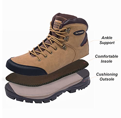 Image of TFO Hiking Boots Mens Outdoor Backpacking Trekking Mountaineering Riding Shoes Travel Leisure Mid Top Shoes Yellow