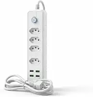Filtro de Linha Premium 4 Tomadas e 4 Portas USB - Régua de Energia com Proteção Contra Surtos (DPS), Bivolt, Antichamas - Ideal para PC Gamer, Home Office e Escritório.