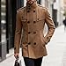 Men's Classic Double Breasted Slim Fit Mid-Length Jacket Business Stand Collar Trench Coat Fashion Outerwear(Khaki,XX-Large)