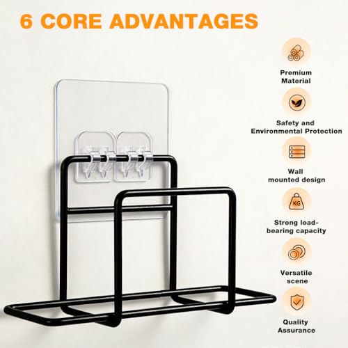 Image of HASTHIP Wall WiFi Router Mount Bracket - Wall Stand Without Drilling Steel Tv Setup Box Stand Wall Mount Space Saving Organizer Stand for Modem, Router & Set-Top Box, 16x5x7.5cm