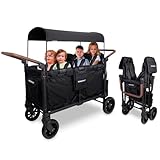 Picture of WONDERFOLD W6 Luxe Pro Stroller Wagon (6 Seater) - Wagon Stroller with Seats Featuring 5-Point Safety Harnesses and Adjustable Sun Canopy, Safety-Certified - Jet Black