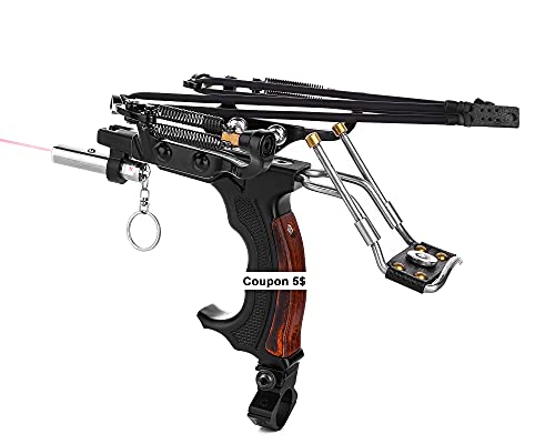 Rochan Slingshot With Solid Wooden Handle Professional Hunting Sling Shot With 4 Rubber Bands Wrist Rocket Slingshots For Adults With 200 Ammo #TOP3