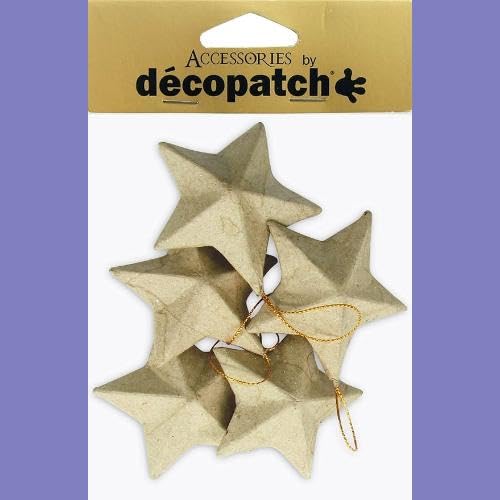 décopatch Mache Star to Hang, 3 x 8 x 8 cm, Brown, 5 Pack