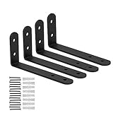 WELLOCKS Regalträger 16×7,5cm Schwerlast, L-Eckstrebe Schwarz Metall dekorative Regalhalterungen für Wandanbringung DIY offenes Regal mit Schrauben 4 Pack (D039)