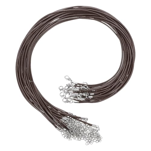 HARFINGTON 20Pcs Waxed Necklace Cord Bulk Brown 2mm Dia 18