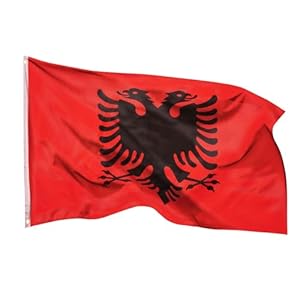 Aricona Albanien Flagge 90x150cm - wetterbeständige Fahne mit Messingösen, 100% Polyester, robuste Doppelnaht & in lebendigen Farben - ideal für Flaggen-Liebhaber