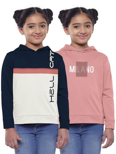 Image of HELLCAT Girls Regular Fit Fulsleeve Hooded Sweatshirt with Rib - Pack of 1