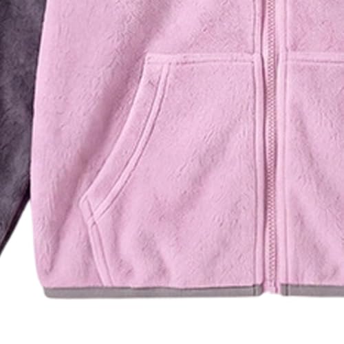 Girls Fleece Hoodie Jacket Full Zip Coat with Pockets Winter Warm Outerwear | Soft color-block fleece jacket with hood, full zip front, roomy pockets for girls, for school, travel, play and everyday wear - image 6