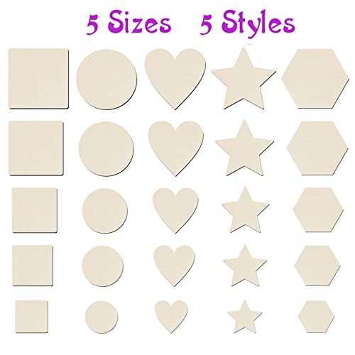 200Pcs Unfinished Wood Cutout Hexagon Shape For Crafts, Various Sizes Hexagon Wood Pieces Unfinished Blank Wood Slice Tiles With Double-Sided Tape And Twine For Home Decoration #TOP4