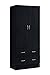 Hodedah Two Door Wardrobe, with Two Drawers, and Hanging Rod, Black