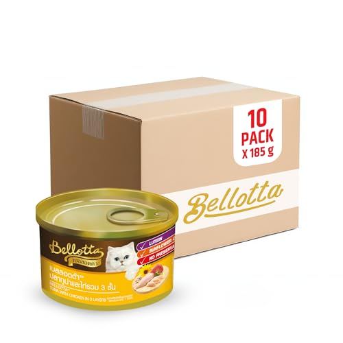 Bellotta DogsnCats Bellotta Wet Cat Food Tuna in Jelly Topping Chicken 3 Layers Tin 185g (Pack of 10)