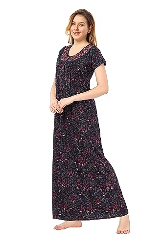 Image of Soulemo Women's Cotton, Rayon & Polyester Printed Maxi Nighty (Alpine) 861