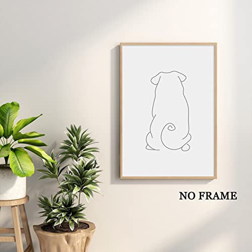 Minimalist Line Art Wall Decor Canvas Dog Line Artwork Black And White Line Paintings Abstract Pug Poster Animal Line Picture Abstract Minimalist Print Black Abstract Dog Wall Art 16X24Inch No Frame #TOP6