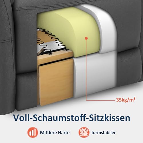 M MCombo Fernsehsessel Elektrisch Verstellbar, Relaxsessel mit Liegefunktion, Massagesessel 3 cm Wandnah, TV Sessel für Enge Räume, USB & Lendenkissen, Wohnzimmer, 7063 (Dunkelgrau) – Bild 7