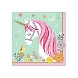 Lote de 80 divertidas servilletas de papel "Unicornio Mágico" perfectas para celebraciones, cumpleaños o fiestas.