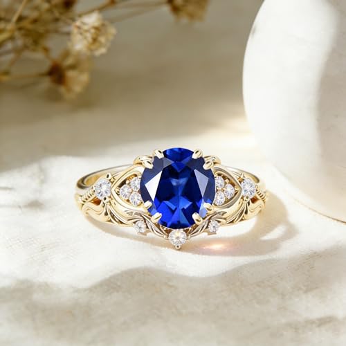 Image of Gemstone Vintage Rings for Women s925 Sterling Silver Round Cut 1.0 Carat Gemstone with Moissanite Promise Engagement Anniversary Ring for Her