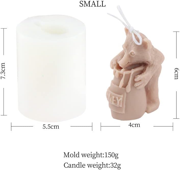 Miniatura 2 de Molde de vela de silicona 3D de oso robador de miel, divertido molde para hacer velas, aroma, cera de soja, jabón, yeso, resina epoxi, moldes de oso