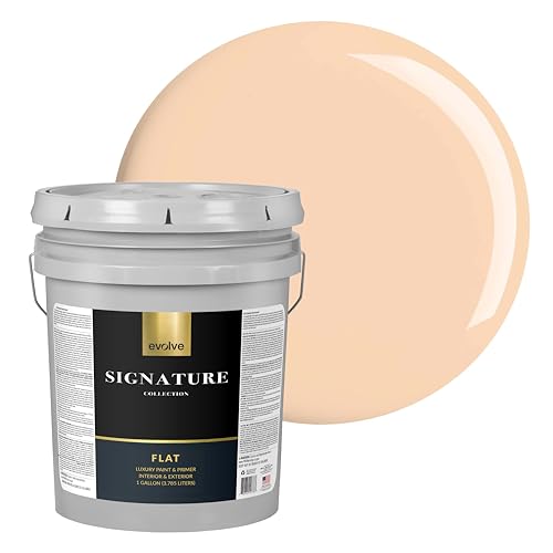 EVOLVE Signature Collection Luxury Interior Paint & Primer, Flat Sheen (Peach Cream), 5 Gallon – Premium One-Coat Coverage, Low VOC, Low Odor, Washable Finish for Walls, Ceilings & Trim