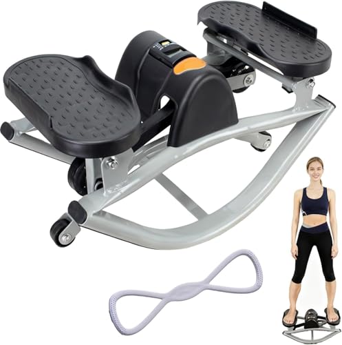 Lhanel Rock Stepper, Lateral Rocking Fitness Stepper Home Workout Machine, Low-Impact Lateral Steppers for Knees and Joints, Portable Compact Side-to-Side Steppers for Legs, Glutes, Abs (Grey)