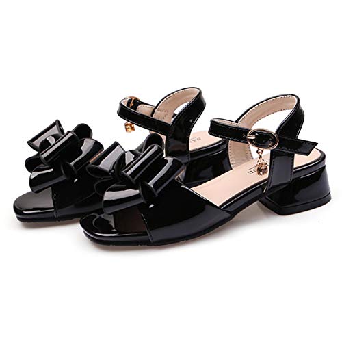 Toddler Little Kid Girl's Wedding Sandals Open Toe Low Heel School Party Princess Dress Shoes with Front Bow