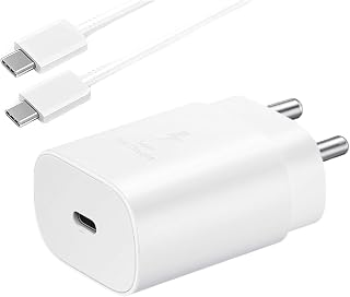 25W C-Type Charger with Cable Compatible with Samsung Galaxy S/A/M/F Series | Super Fast Charger Cable for S23/S22 Ultra/S21/21 fe/S20+/S20/M14/M34/M54/M53 5g/M33/M23/A34/A54 5g/M13/A14