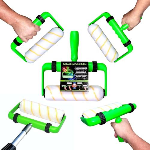 BetterGrip Ergonomic Versatile Lightweight Durable Paint Roller - 9 inch Paint Roller Frame Kit with Extension Handle - Comfortable Grip Minimizes Soreness & Fatigue, Finish Paint Projects Quicker