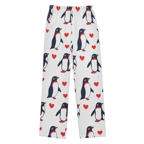 Pajama Bottoms, Pajamas Pant Penguins Hearts Lounge Wear Casual Cartoon Sleep Long Pants Soft Pjs Sleepwear - Main Image