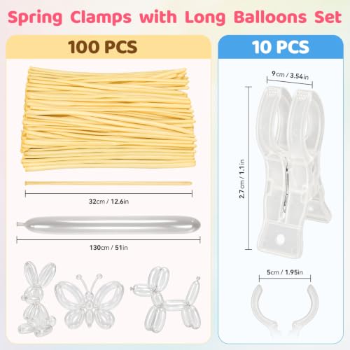 GRENTOOL 10 Clear Spring Clamps + 100 260 Balloons, Balloon Arch Clips Kit - image 2