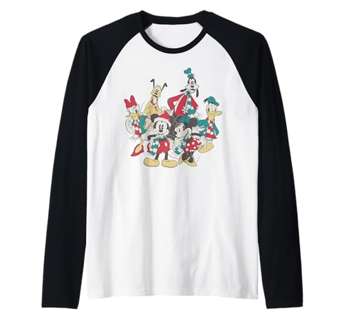 T-shirt de baseball Mickey Disney raglan de Noël vintage idéal pour un cadeau festif