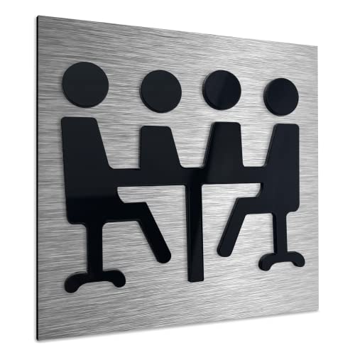 ALÚMADESIGNCO Cartello Sala Conferenza - Moderno Cartelli Conferenze, Alluminio/Vetro Acrilico Cartellonistica Riunioni Sala - Insegna Riunione, Targhetta Riunioni - 120 x 120 mm
