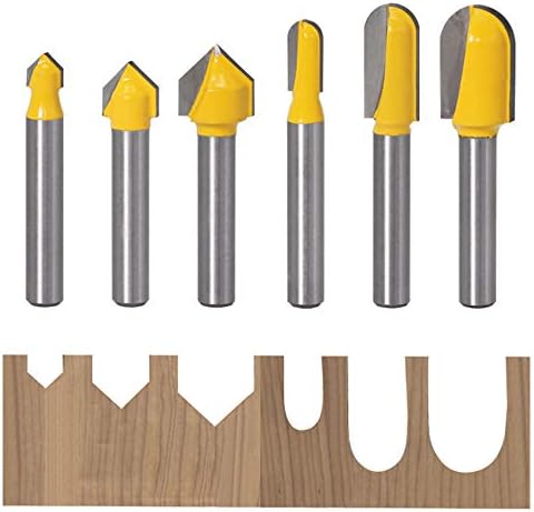 Wolfride 1/4-Inch Shank 90 Degree V Groove Router Bits Round Nose Bit CNC Router Bits