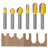 Wolfride 1/4-Inch Shank 90 Degree V Groove Router Bits Round Nose Bit CNC Router Bits