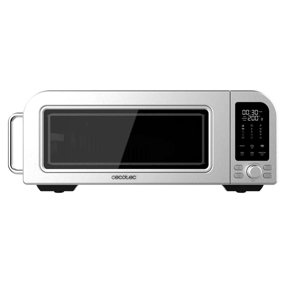 Cecotec Horno Eléctrico con Ventana para Pizzas Fun Pizza&Co Forno Bravo. 2000W, Capacidad 18L, Acero Inox, Diseño Plano para Pizza de 12"/30,5cm, Función Air Fryer, 15 Modos