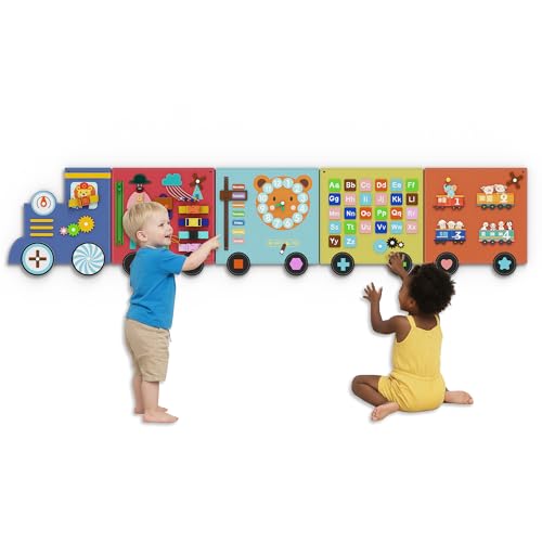 Image of BlueWood Felt Wall Busy Board Panels, Toddler Learning Activity Center, Montessori Philosophy Sensory, Educational Toys, Conducive to All-Round Development - Train