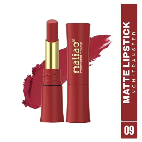 Image of Maliao Matte Lipstick - Non-Transfer, Long-Lasting, High-Pigment, 3.5g (Shade 09, Medium)