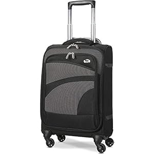Aerolite Lightweight 55cm 4 Wheel Travel Carry On Hand Cabin Luggage Suitcase Approved for easyJet British Airways Ryanair and More, Black Grey
